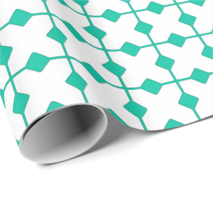 Papier Cadeau Géométrique moderne, diamants - turquoise et bla