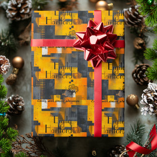 Papier cadeau géométrique monochrome élégant avec 