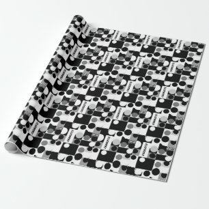Papier Cadeau géométrique Noir blanc formes motif mod