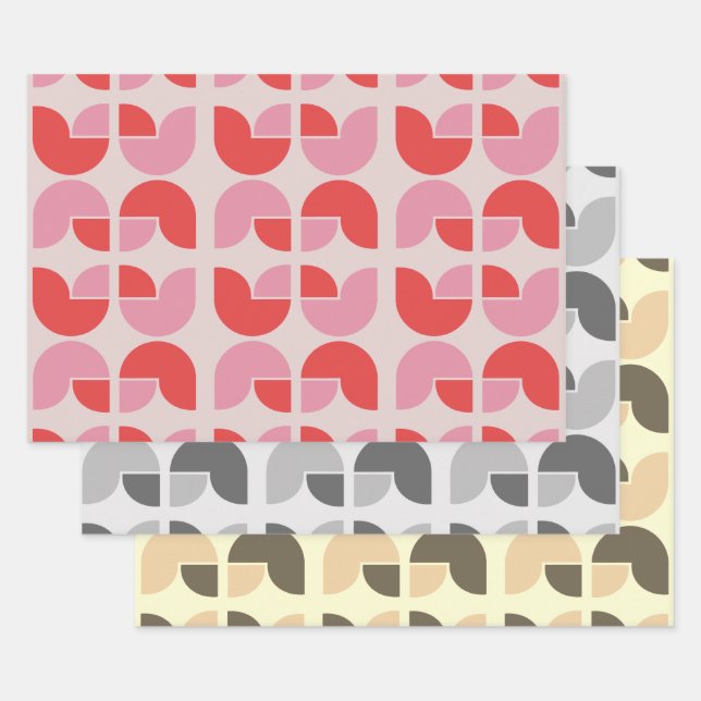 Papier cadeau géométrique rétro tulipe (Lot)