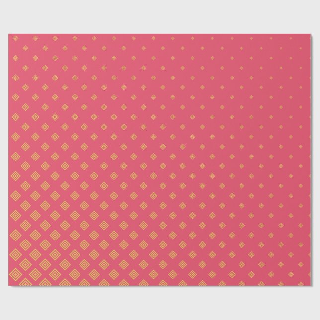 Papier cadeau géométrique rose et jaune (Plat)
