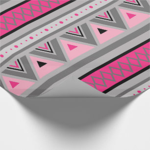 Papier Cadeau Géométrique Sud-Ouest Moderne, Rose et Gris
