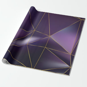 Papier Cadeau géométrique violette Abstraite avec lignes dorées
