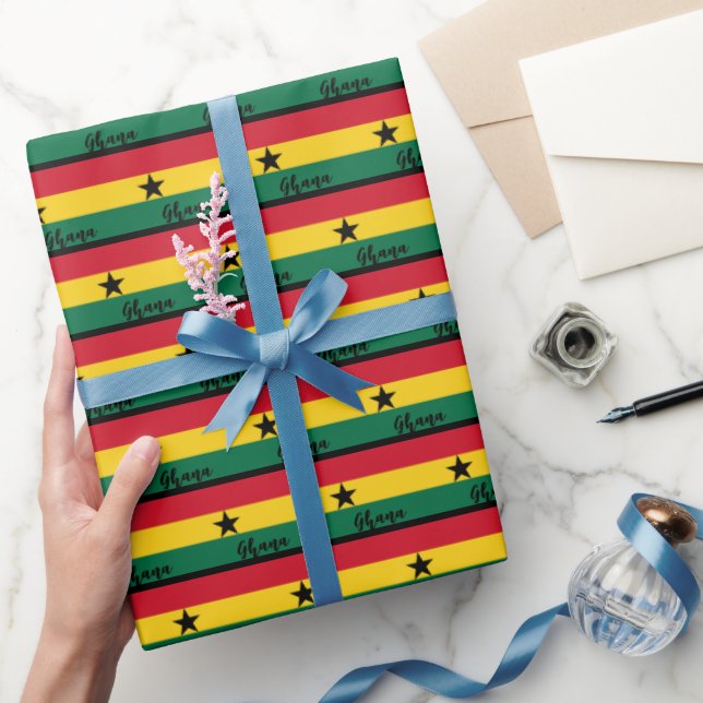 Papier Cadeau Ghana Wrapping Paper, Drapeau ghanéen patriotique (Cadeaux)