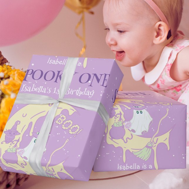 Papier Cadeau Ghost Moon Boo Éffrayant Effraction Un Halloween A (Créateur téléchargé)