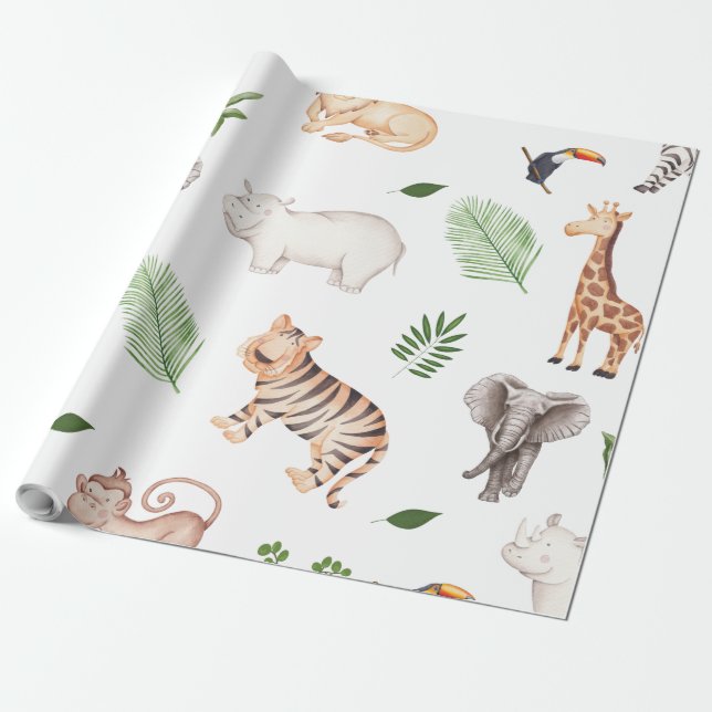Papier Cadeau gibier Animal With Jungle Tree (Déroulé)