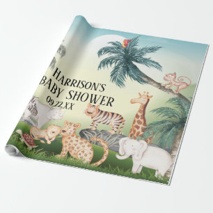 Papier Cadeau gibier Animal With Jungle Tree