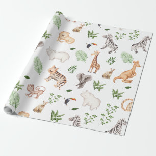 Papier Cadeau gibier Animal With Jungle Tree