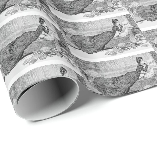 Papier Cadeau Gibson Girl Lecture d'un livre (Coin rond)