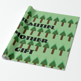 PAPIER CADEAU GIFT _MOTHER_LETTER_TREE_GREEN_SAGE_BROWN_BLACK