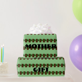 PAPIER CADEAU GIFT _MOTHER_LETTER_TREE_GREEN_SAGE_BROWN_BLACK WR