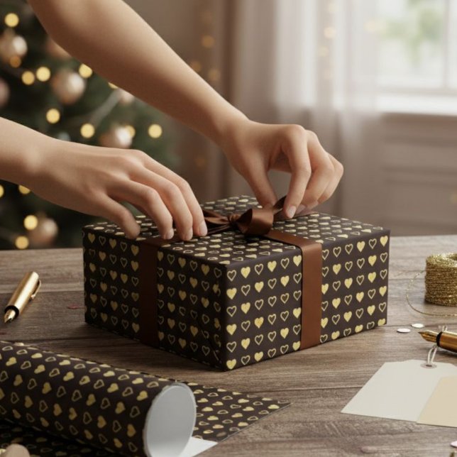 Papier Cadeau Gift package, wrapping paper with gold foil effect (Créateur téléchargé)