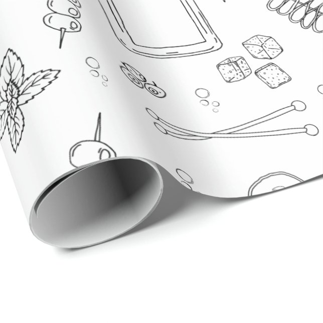 Papier Cadeau Gin et Tonic Gin Drinker Cocktail Party (Coin rond)