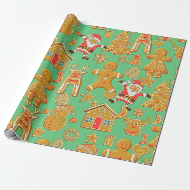 Papier Cadeau Gingerbread Cookies Noël (Déroulé)
