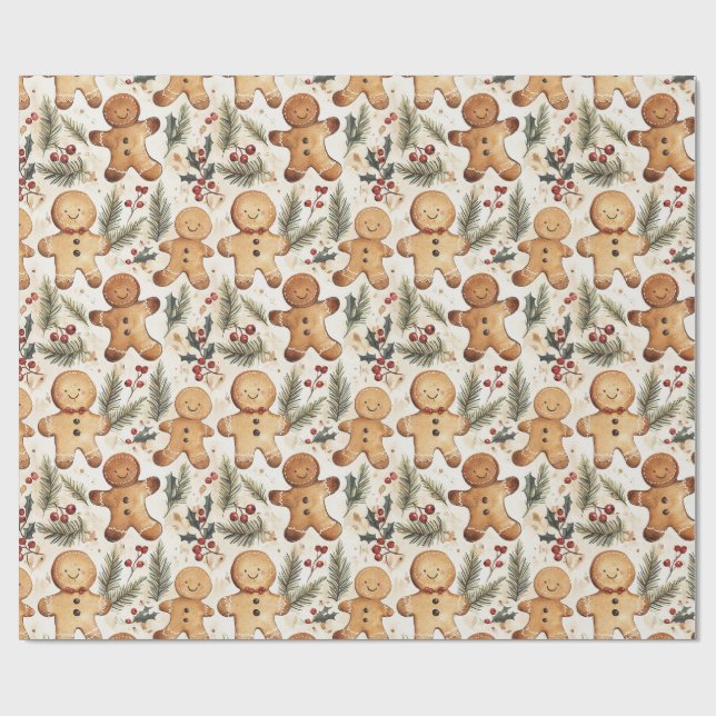 Papier Cadeau Gingerbread Homme Cookie (Plat)