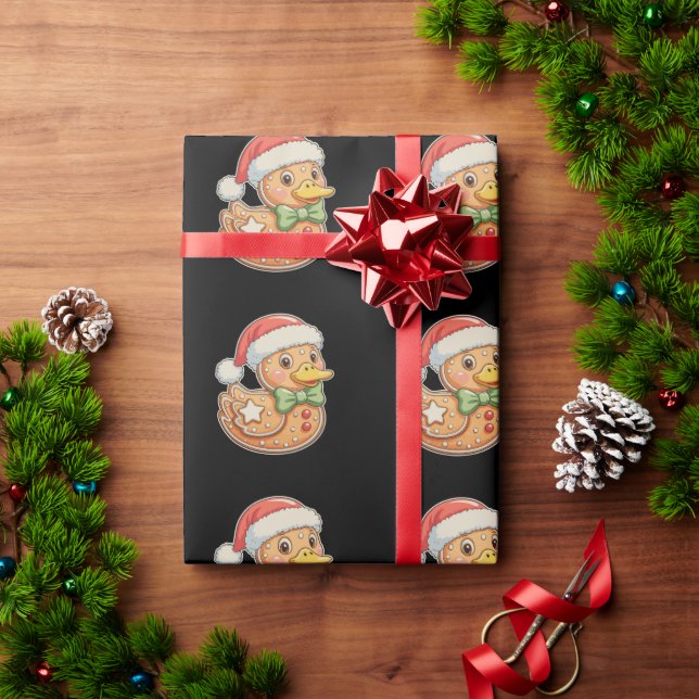 Papier Cadeau Gingerbread Man Duck Christmas Xmas Holiday (Cadeau de vacances)