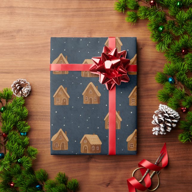 Papier Cadeau Gingerbread Village Wrapping Paper (Cadeau de vacances)