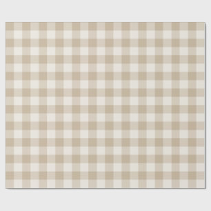 Papier Cadeau Gingham à carreaux classique beige naturel