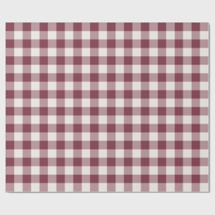 Papier Cadeau Gingham à carreaux classique de Noël en bordeaux