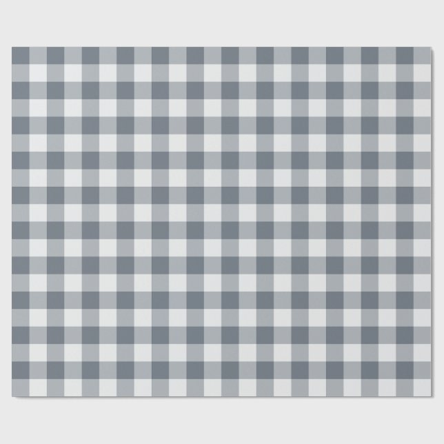 Papier Cadeau Gingham à carreaux classique gris (Plat)