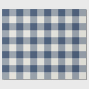 Papier Cadeau Gingham à carreaux larges bleu marine
