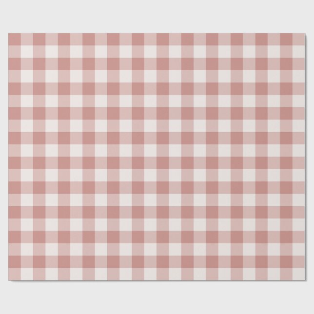 Papier Cadeau Gingham à carreaux rose classique (Plat)