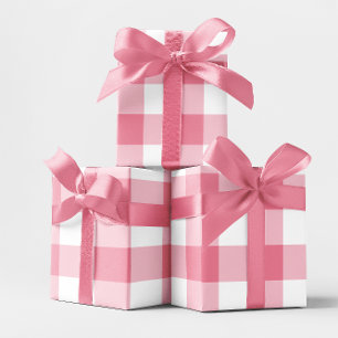 Papier Cadeau Gingham à carreaux rose énorme