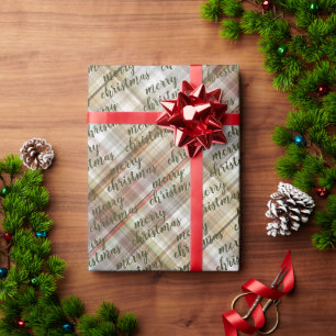 Papier Cadeau Gingham Beige Marron Gris Blanc Classique Personna