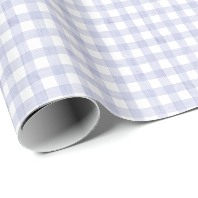 Papier Cadeau Gingham Bleu Aquarelle (Coin rond)