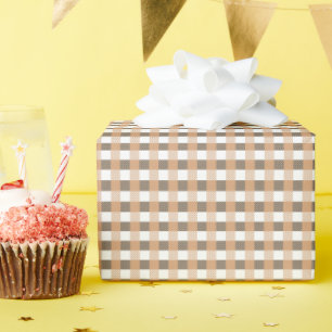 Papier Cadeau Gingham Brun Neutre Cosy Rustique
