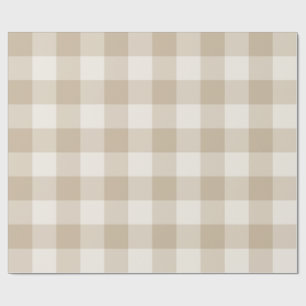 Papier Cadeau Gingham carreaux de bœuf beige naturel large