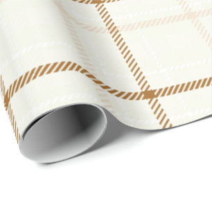 Papier Cadeau Gingham carreaux neutre marron ivoire couleur past