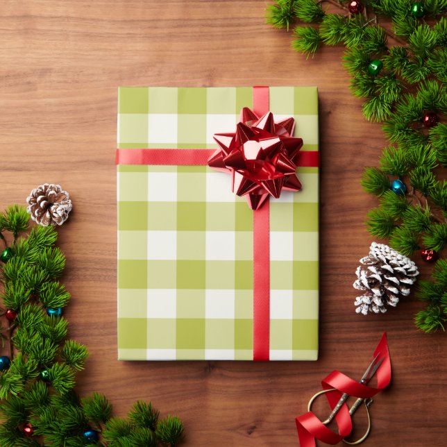 Papier cadeau Gingham Chartreuse (Cadeau de vacances)