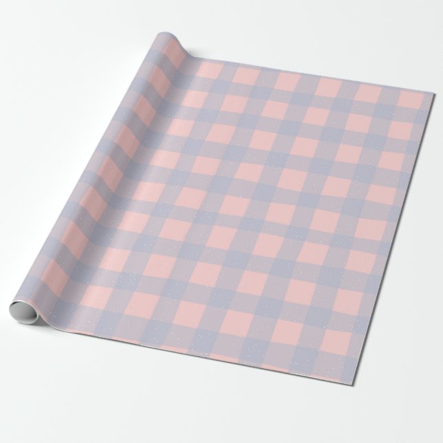Papier Cadeau Gingham Check Pattern with White Speckles (Déroulé)