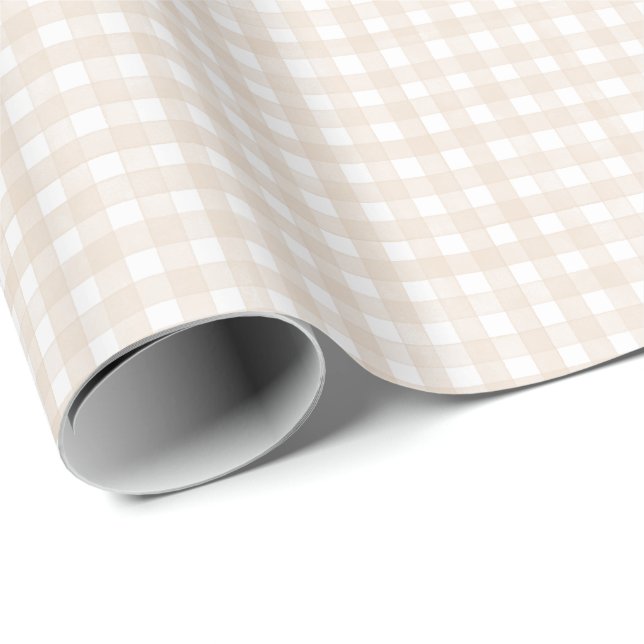 Papier Cadeau Gingham Classique Beige (Coin rond)
