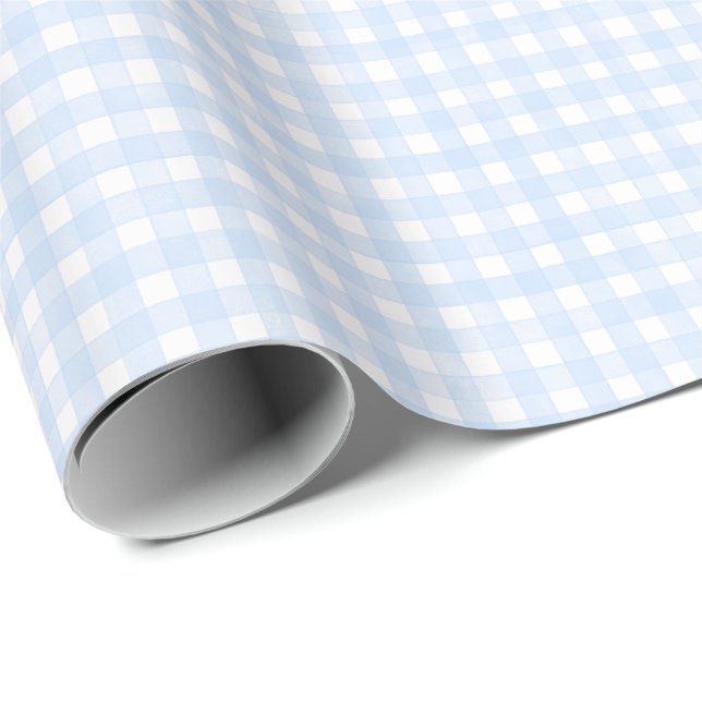 Papier Cadeau Gingham Classique Bleu Poussiéreux (Coin rond)