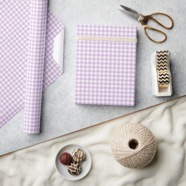 Papier Cadeau Gingham Classique Rose Pâle (Artisanat)