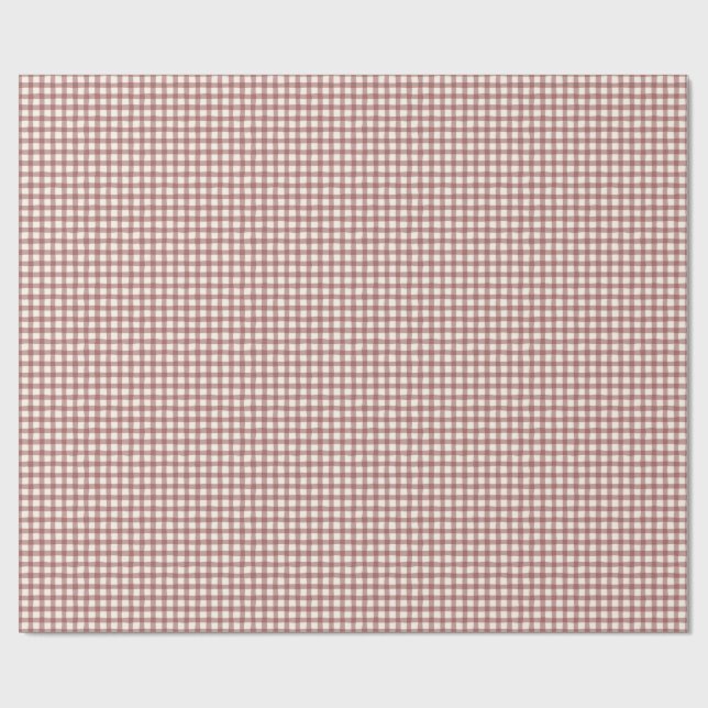 Papier Cadeau Gingham Rouge Cerise (Plat)