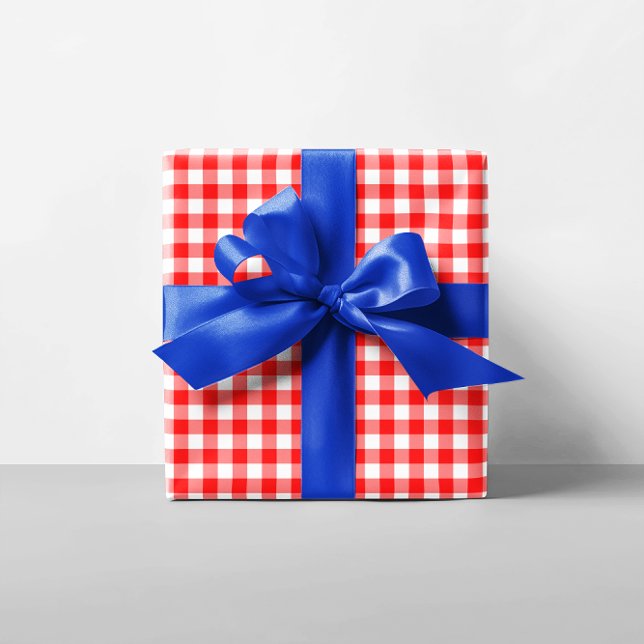 Papier Cadeau Gingham Rouge et Blanc (Red and White Gingham Wrapping Paper)