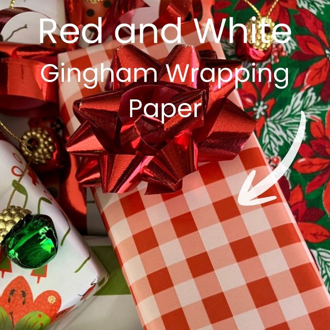 Papier Cadeau Gingham rouge et blanc de Noël (Créateur téléchargé)