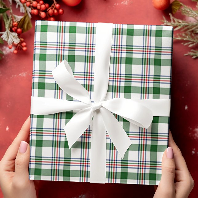 Papier Cadeau Gingham Rouge Vert Bleu Blanc Traditionnel Classiq (Créateur téléchargé)