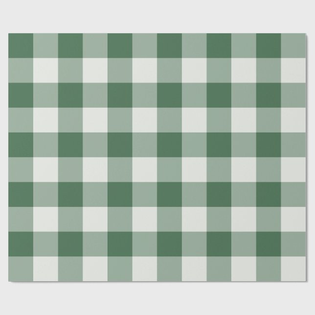 Papier Cadeau Gingham Vichy Grand Buffle Vert Forêt (Plat)