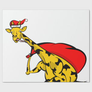 Papier Cadeau Girafe à vélo Noël du Père Noël