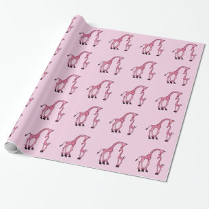 Papier Cadeau Girafe assez rose de maman et de bébé