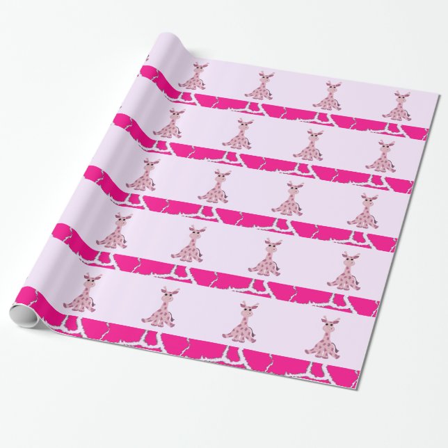 Papier Cadeau Girafe assise avec impression fourrure de girafe (Déroulé)