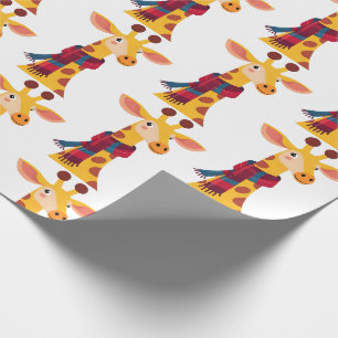 Papier Cadeau Girafe avec un motif d'écharpe, impression de gira