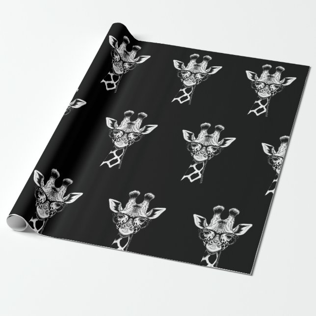 Papier Cadeau Girafe drôle graphique décontracté été mignon anim (Déroulé)