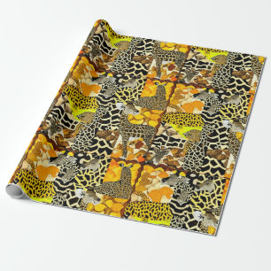 Papier Cadeau Girafe, Léopard et rayures de zèbre et impression