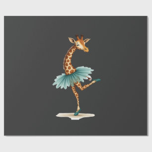 Papier Cadeau Girafe mignonne en tutu dansant en ballerine, gif
