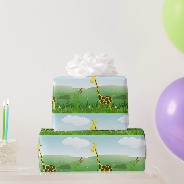 Papier cadeau girafe pour enfants mignons (Cadeaux de fête)